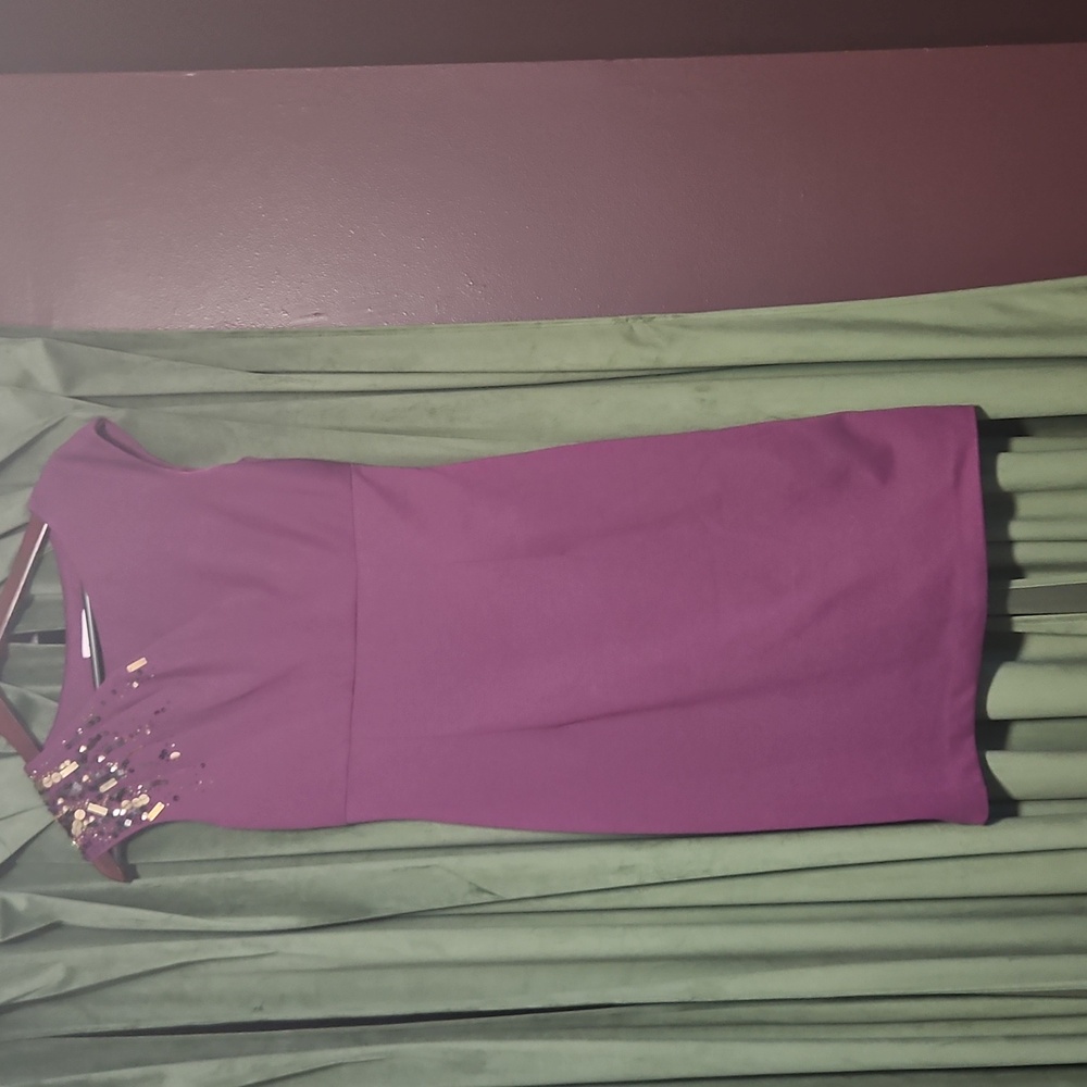 Calvin Klein Purple Mini Dress with Gold Details